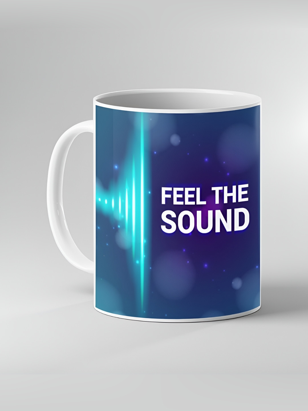 Keviv White & Navy Blue Printed Ceramic Coffee Mug 325 ml