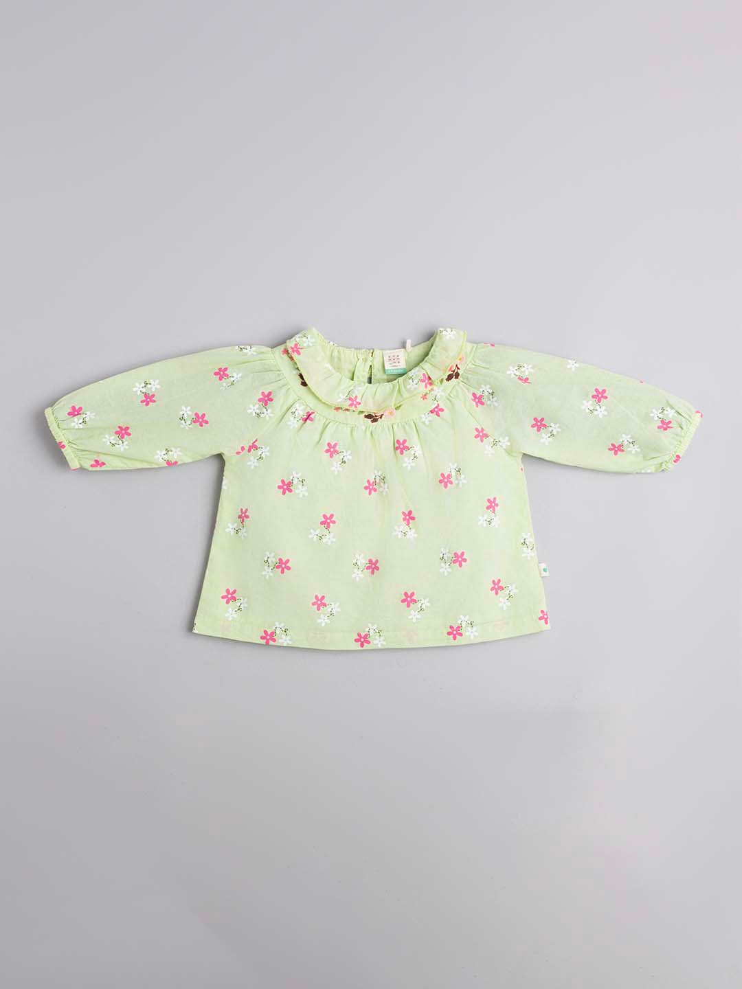 Ed-a-Mamma Baby Girls Floral Printed Round Neck Cotton Top