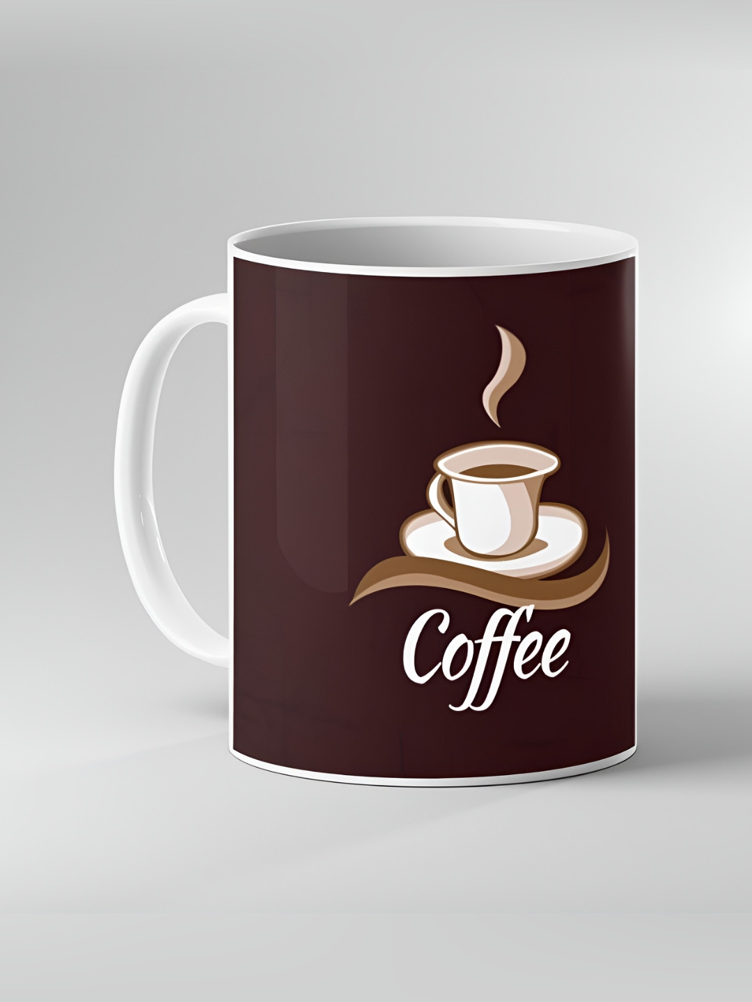 Keviv White & Brown Text or Slogans Printed Ceramic Glossy Mug 325 ml