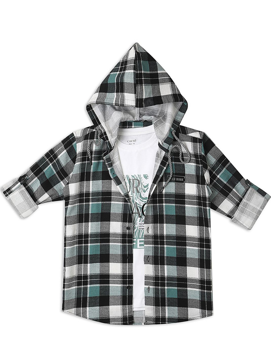CAVIO Boys Comfort Checked Casual Shirt Comes With Jacket