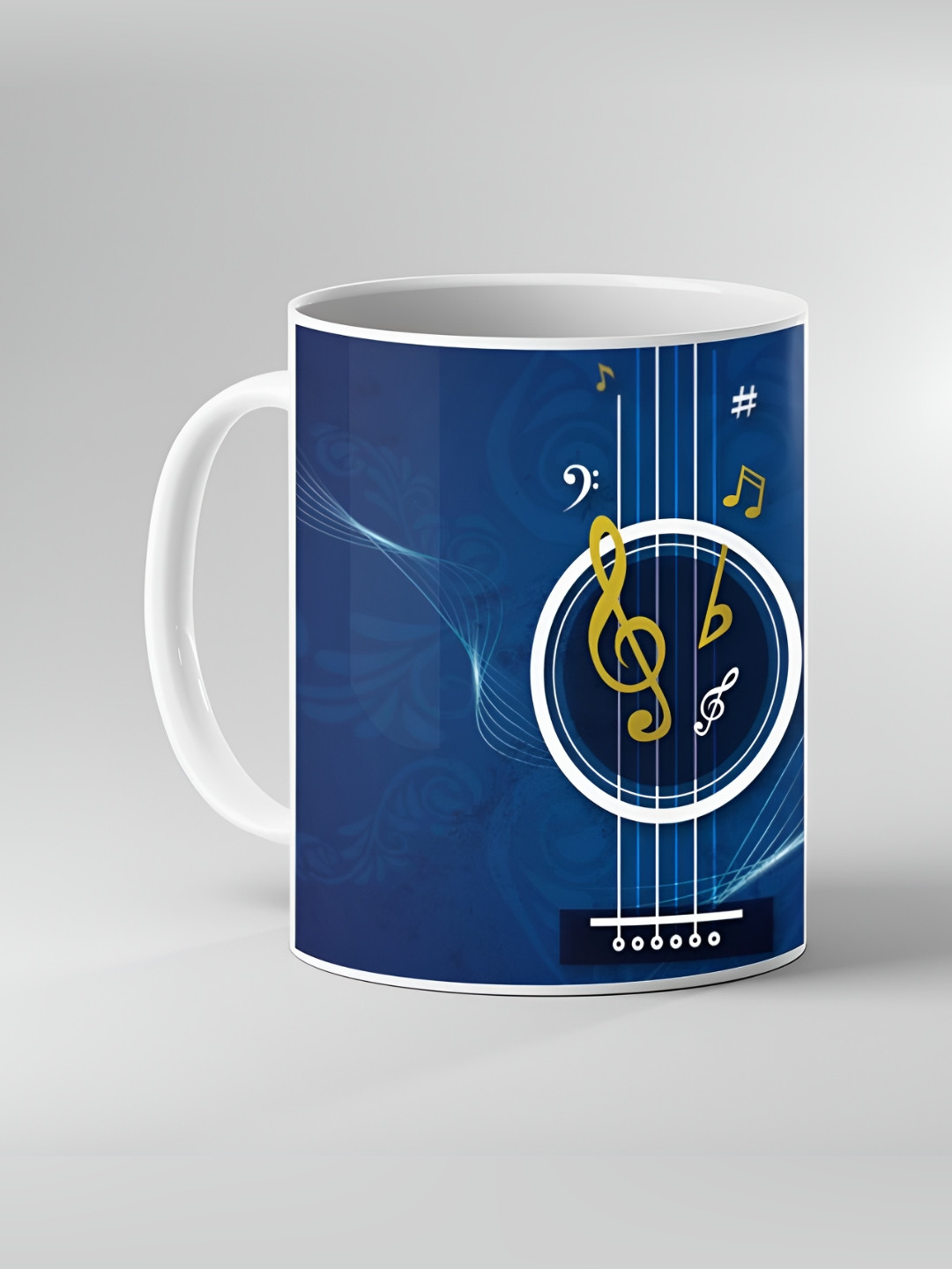 Keviv White & Blue Printed Ceramic Coffee Mug 325 ml