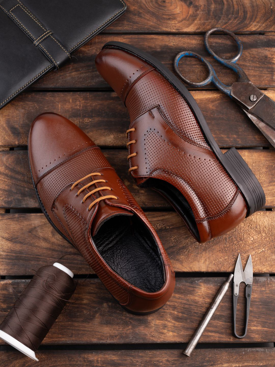 MENGLER Men Leather Formal Derbys