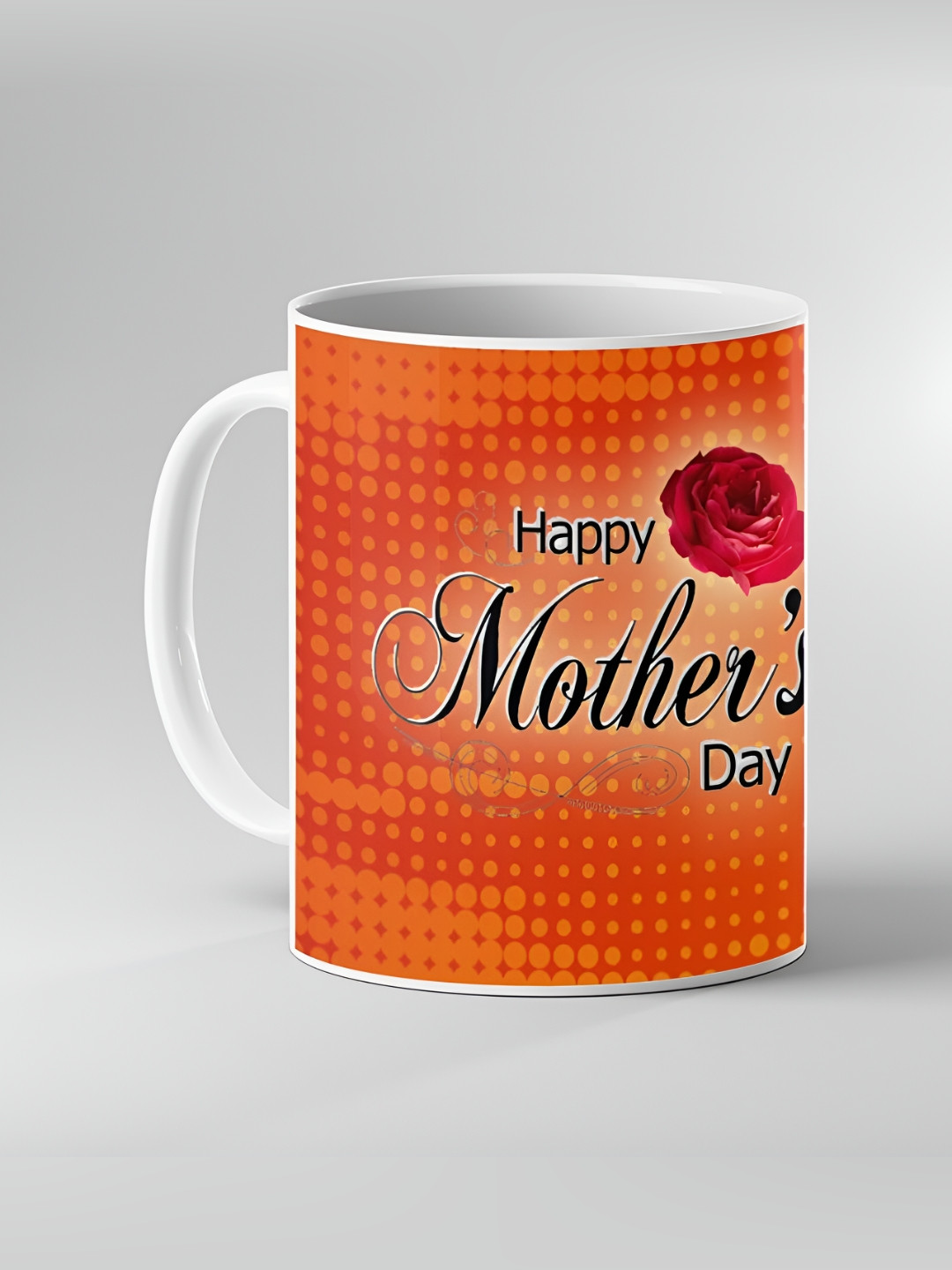 Keviv Orange Coloured Dishwasher and Microwave Safe Printed Ceramic Coffee Mug 325 ml