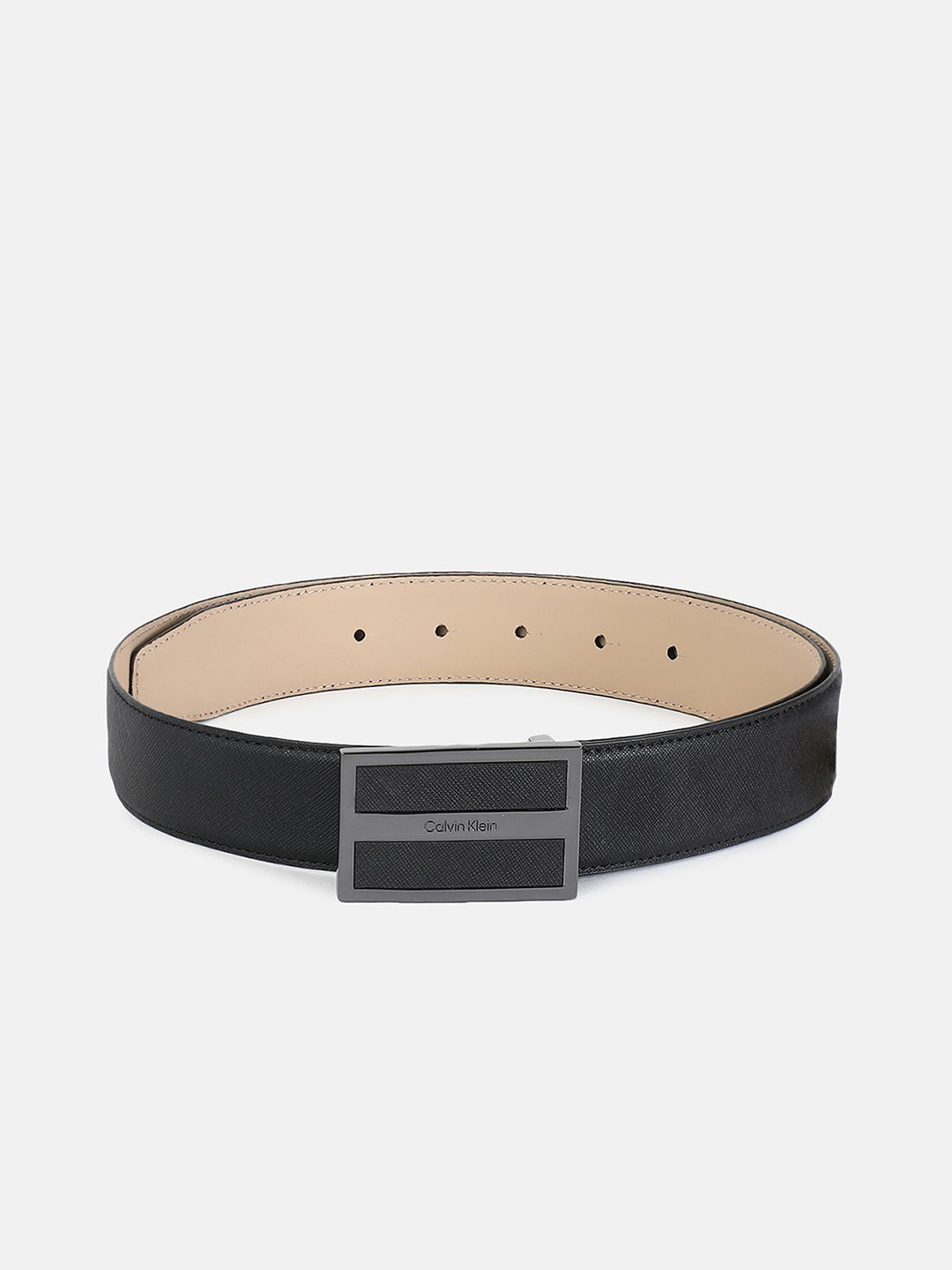 Calvin Klein Men Push Pin Closure Textured Leather Belt