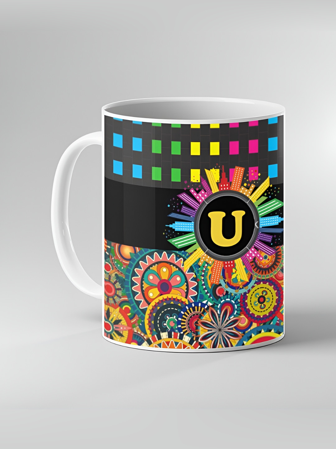 Keviv White & Black Dishwasher and Microwave Safe Printed Ceramic Coffee Mug 325 ml