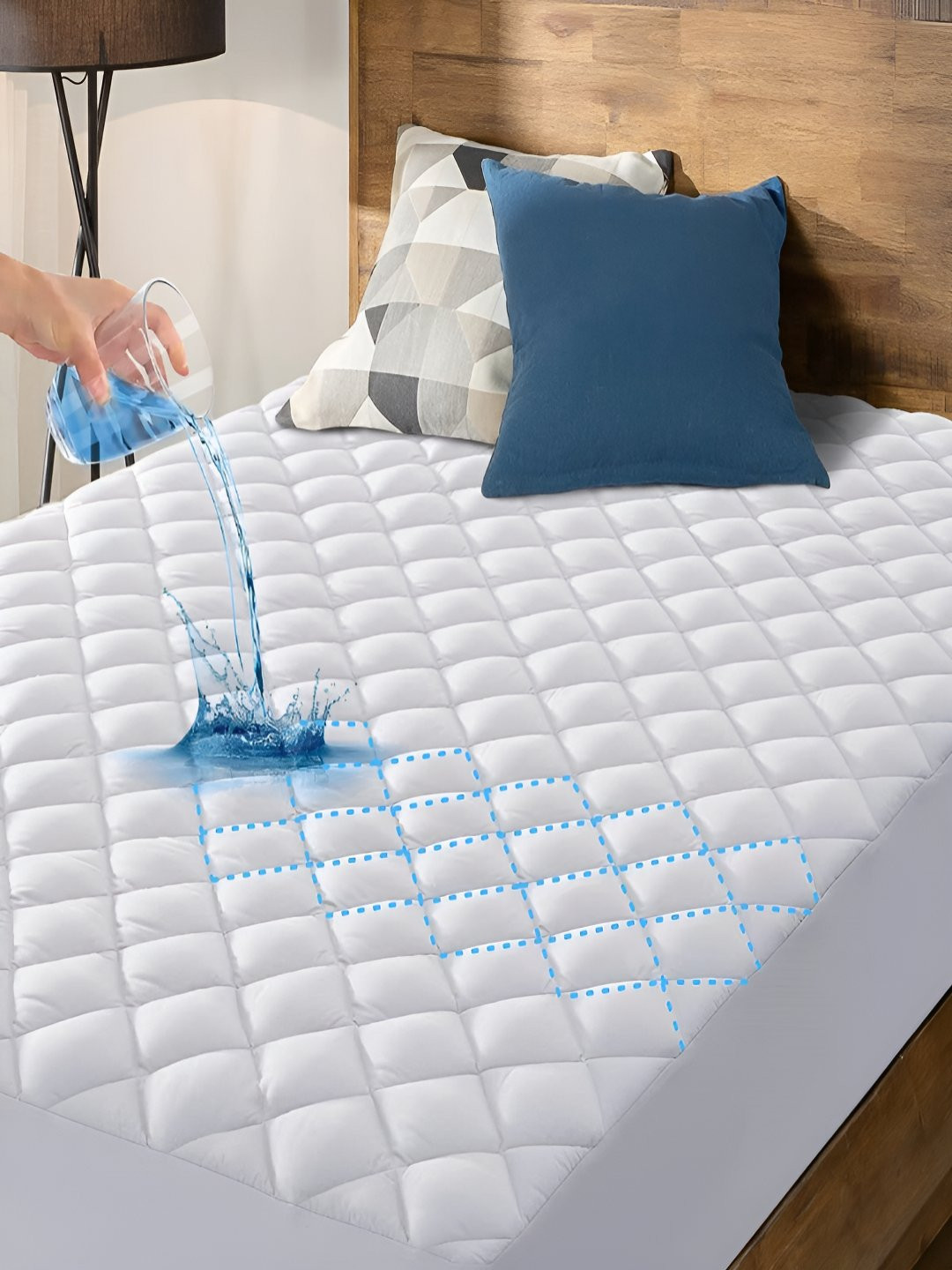 Tundwal's White Quilted Polycotton King Fitted Water Resistant Mattress Protector