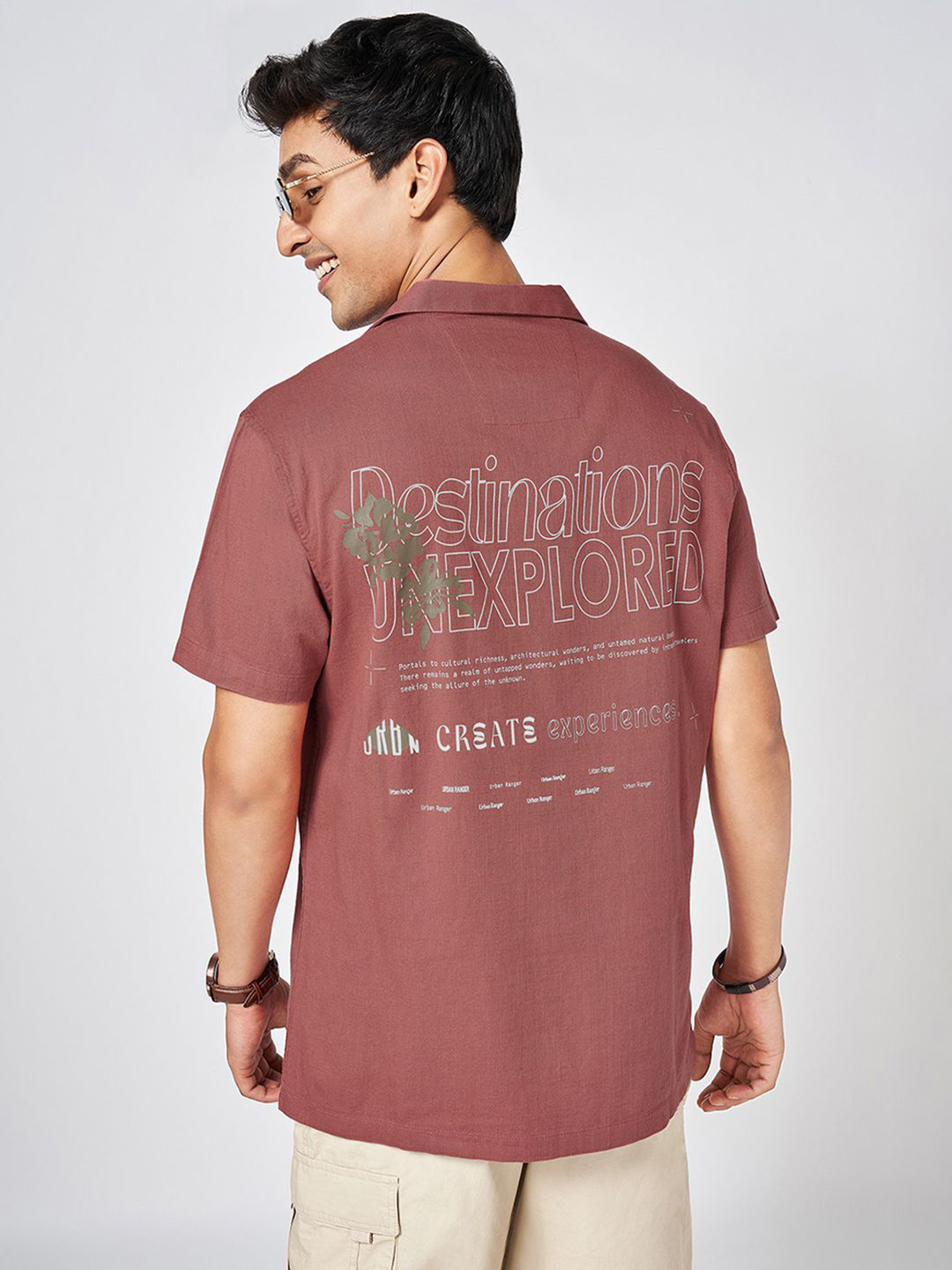 Urban Ranger by pantaloons Men Original Typography Printed Cotton Slim Fit Casual Shirt