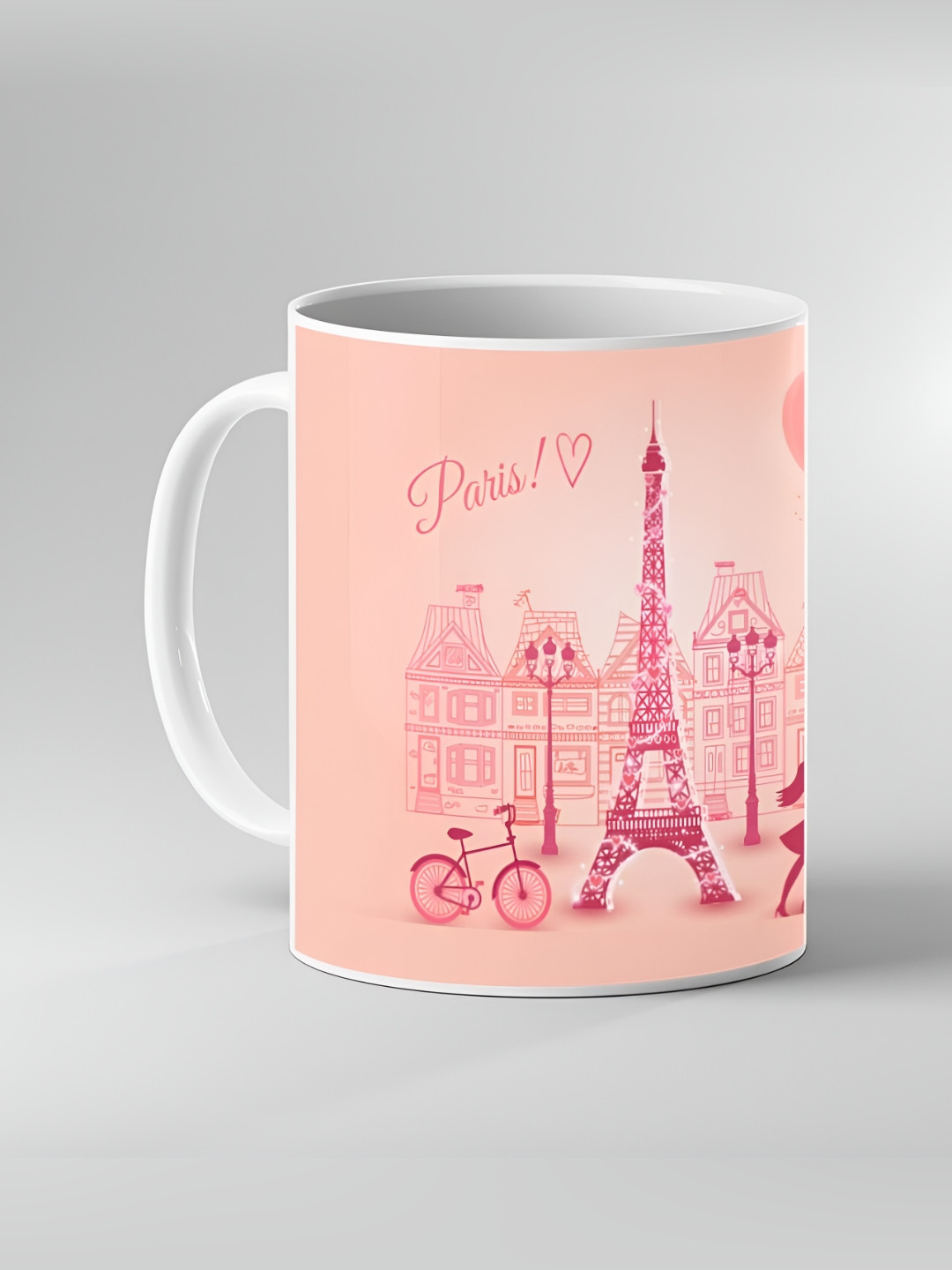 Keviv White & Pink Printed Ceramic Coffee Mug 325 ml