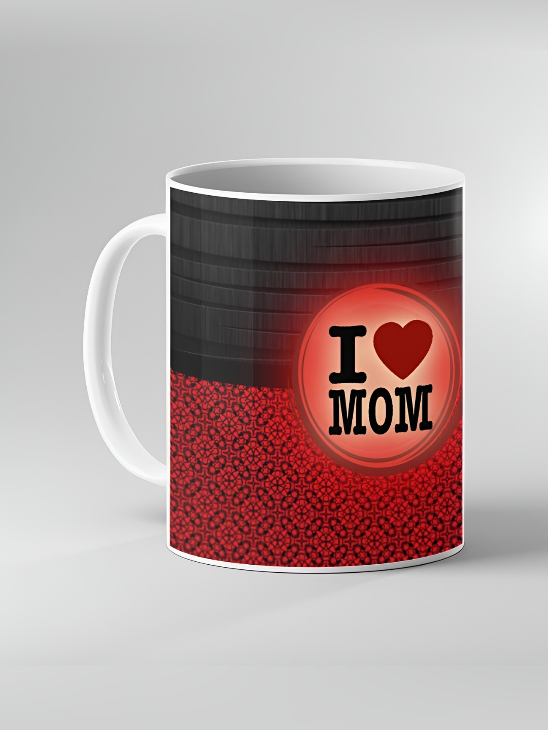 Keviv Black & Red Printed Ceramic Coffee Mug 325 ml