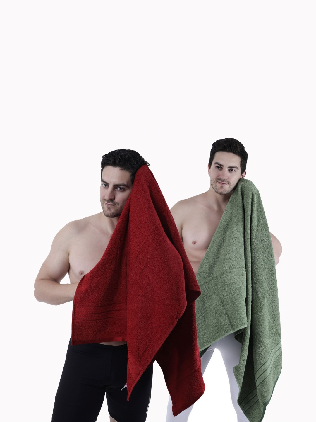 Dollar Green & Red 2 Pieces Cotton 400 GSM Bath Towels