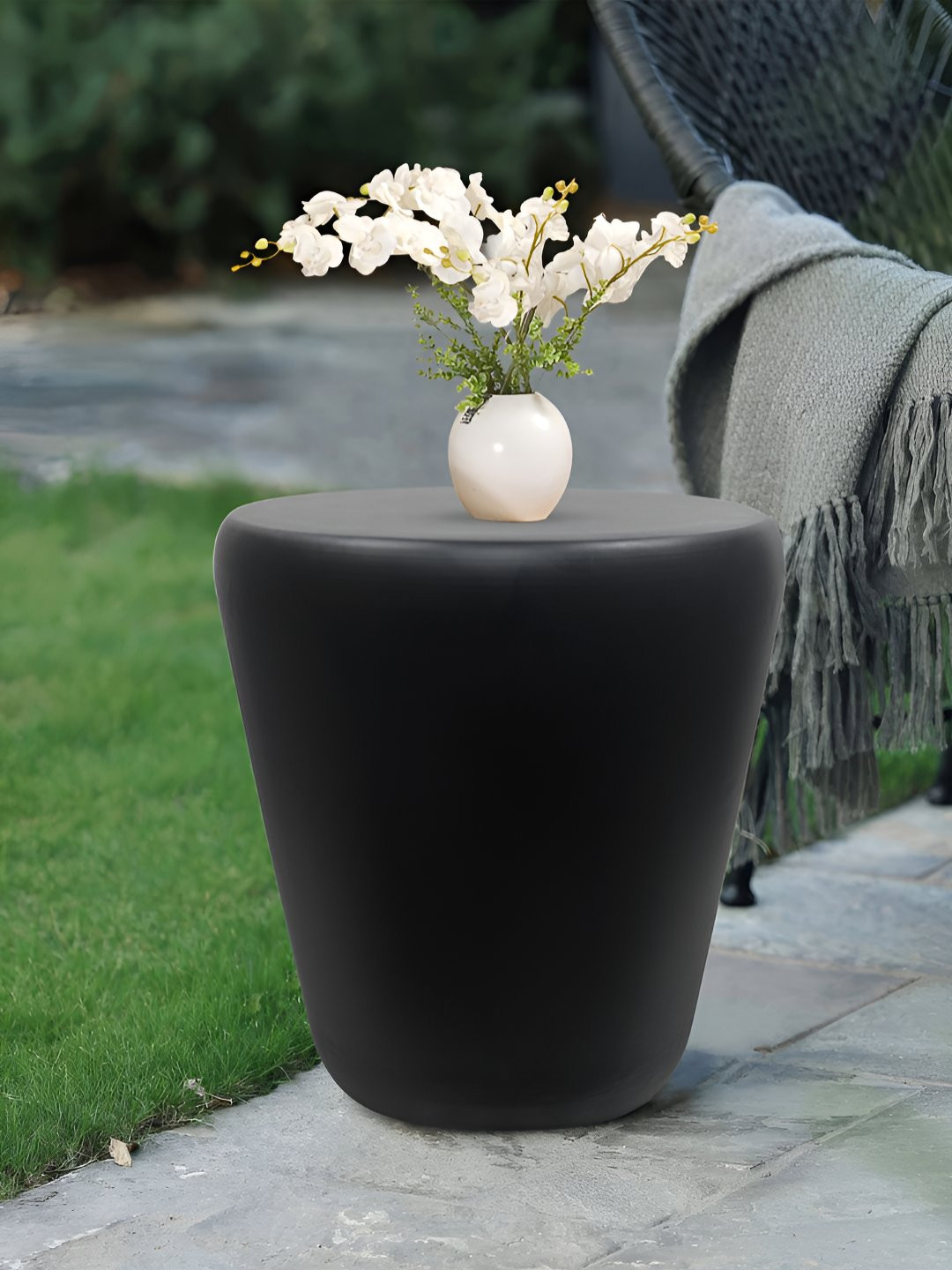 Metalsmith Black Round Bedside Table