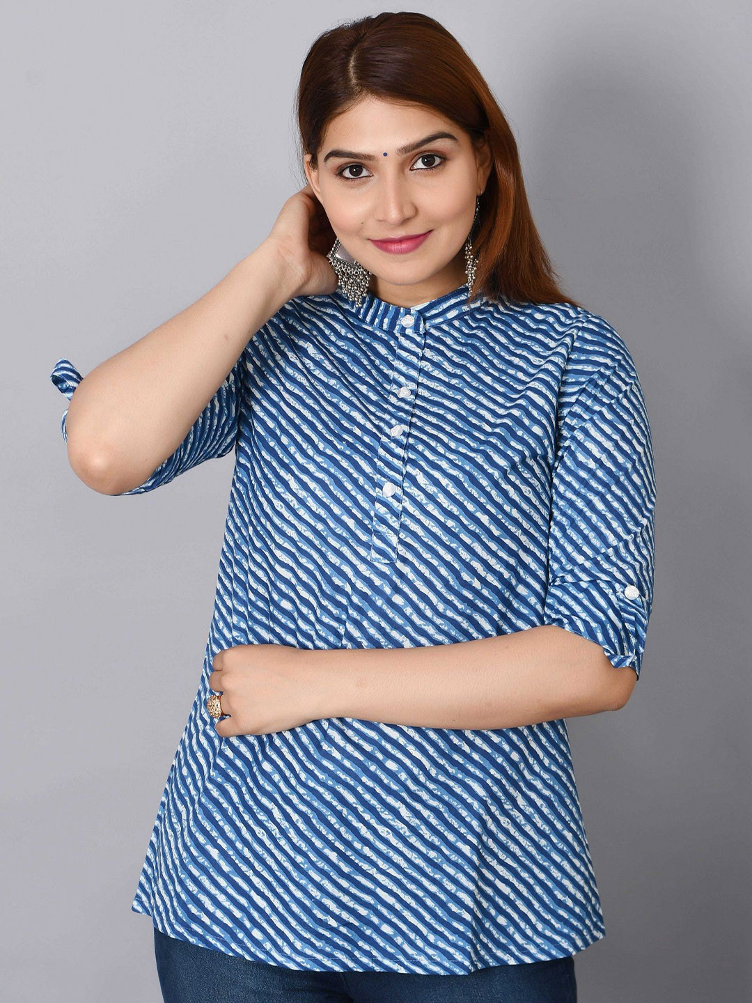 Cloth Bites Women Leheriya Printed Pure Cotton Kurti