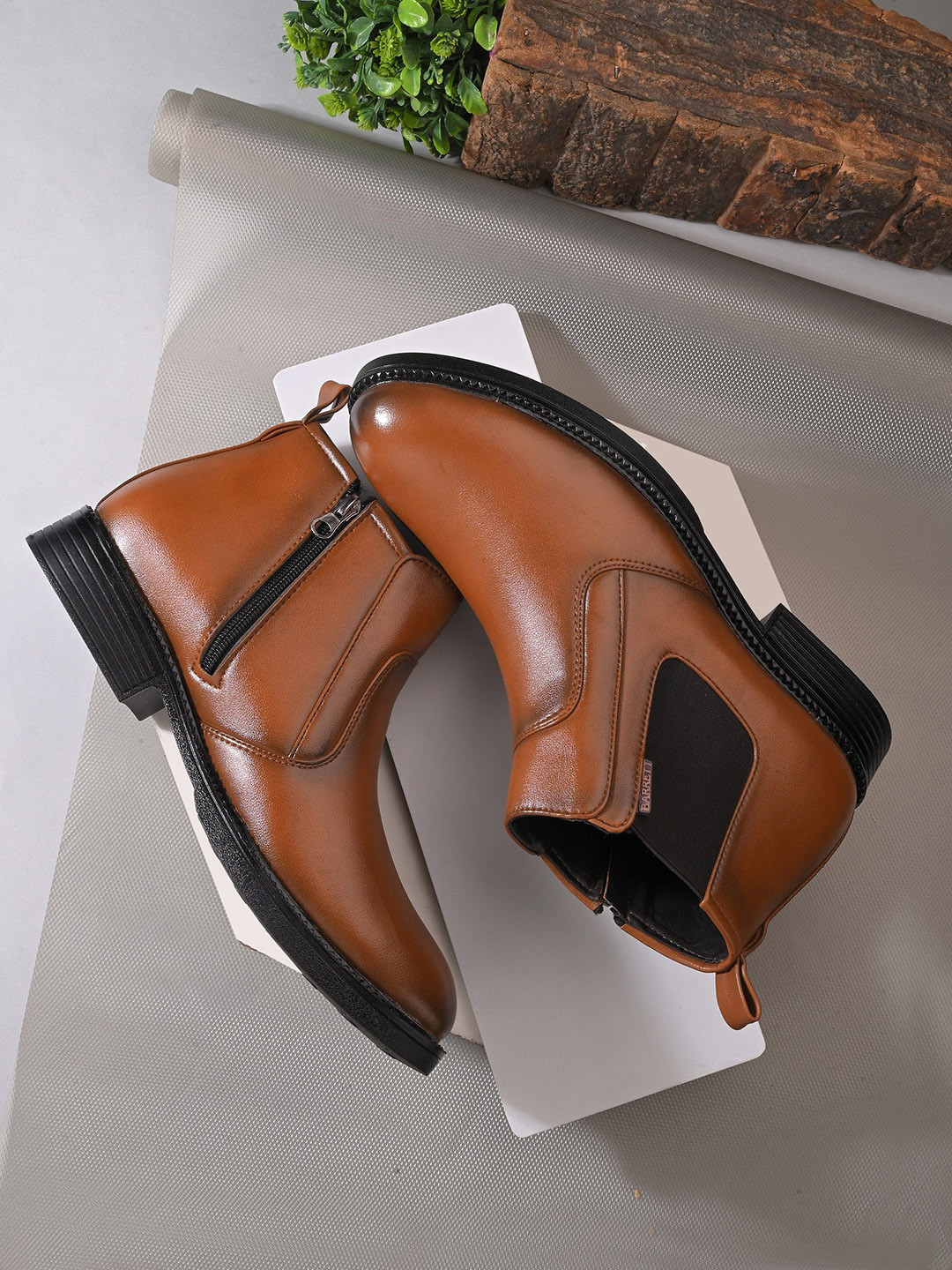 Layasa Mens Casual Block-Heeled Chelsea Boots