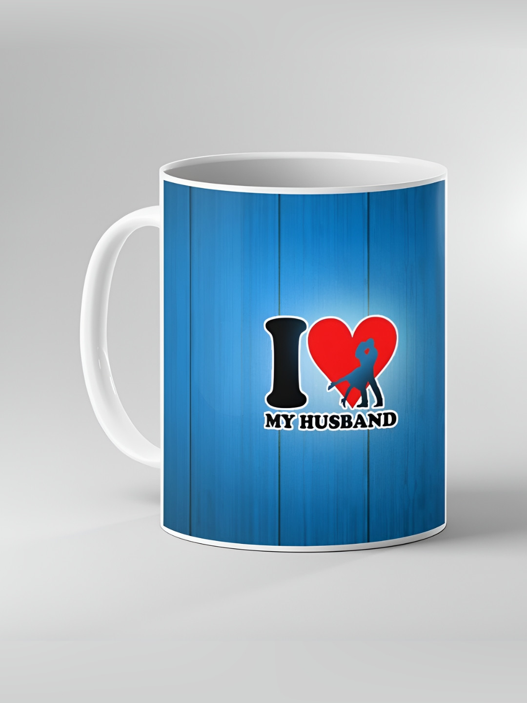 Keviv Blue and Red Text or Slogans Printed Ceramic Glossy Mugs 325 ml