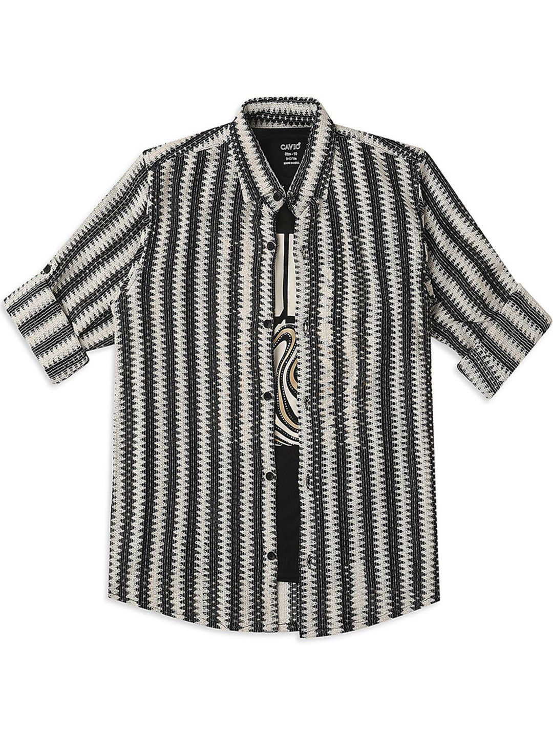 CAVIO Boys Comfort Vertical Stripes Pure Cotton Casual Shirt Comes With T-shirt