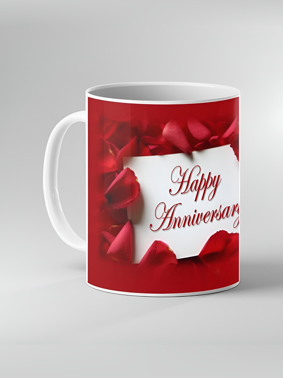 Keviv White and Red Text or Slogans Printed Ceramic Glossy Mugs 325ml