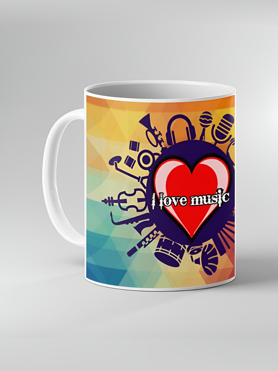 Keviv White & Red Printed Ceramic Coffee Mug 325 ml