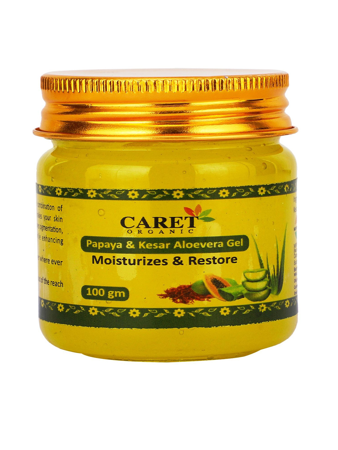 CARET ORGANIC Papaya & Kesar Aloevera Gel For Reduce Marks- 100 g