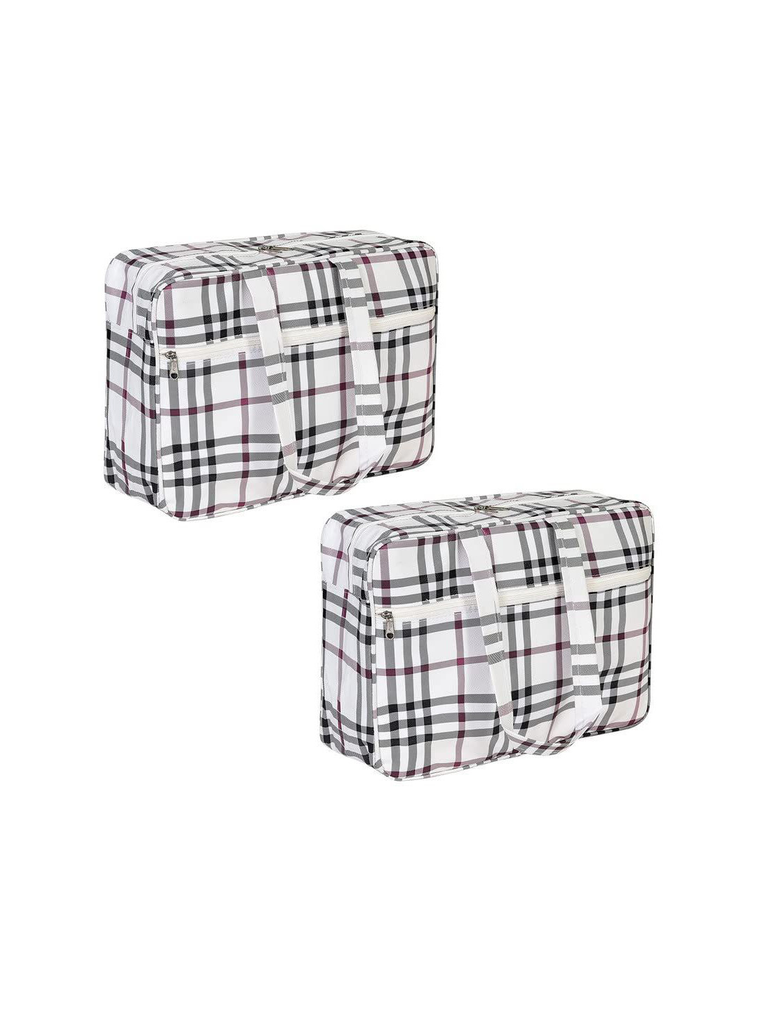 prettykrafts Off White & Black 2 Pieces Printed Reusable Tote Bag Organisers