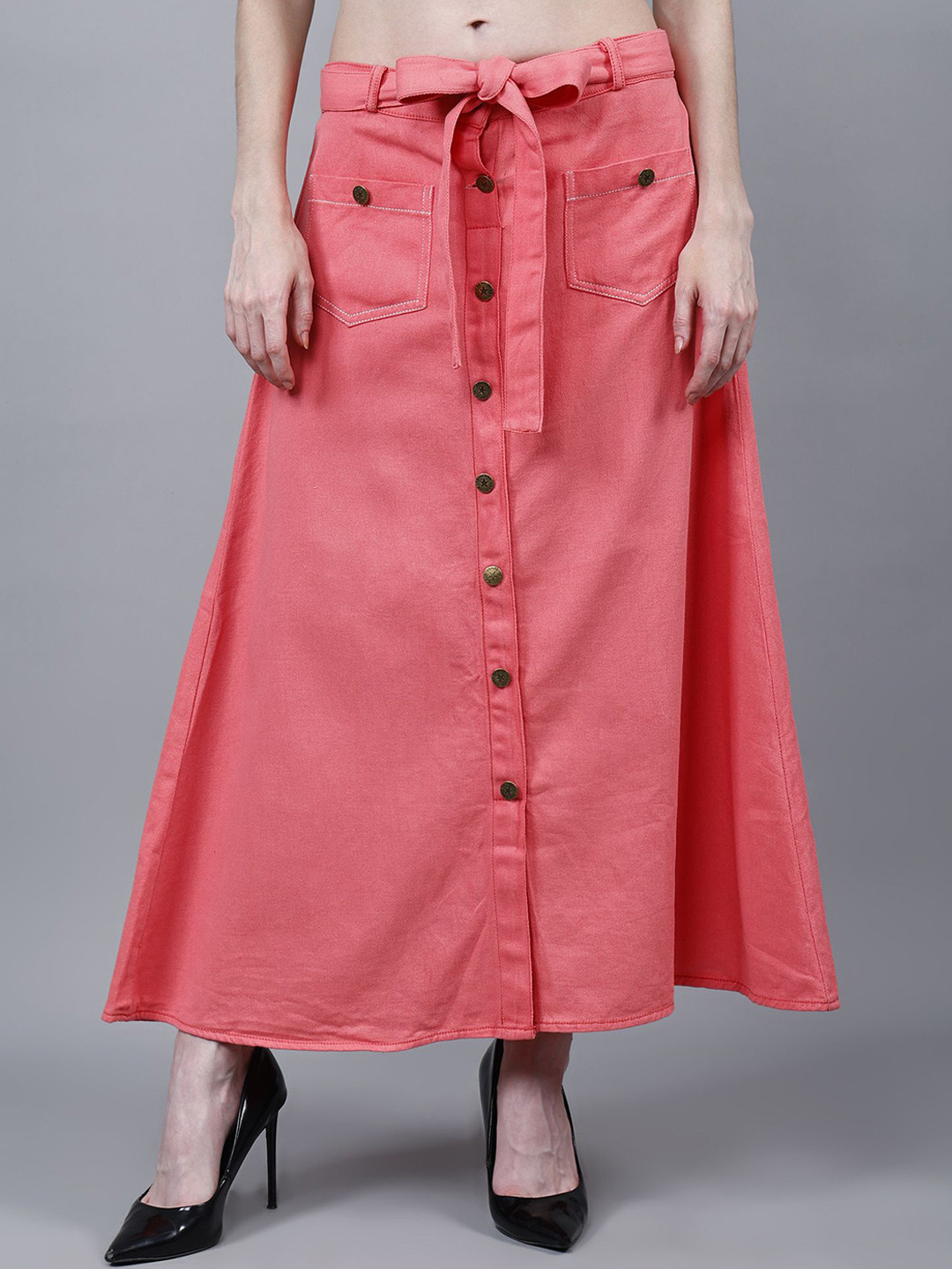Codaisy Women A-Line Pure Cotton Midi Skirt