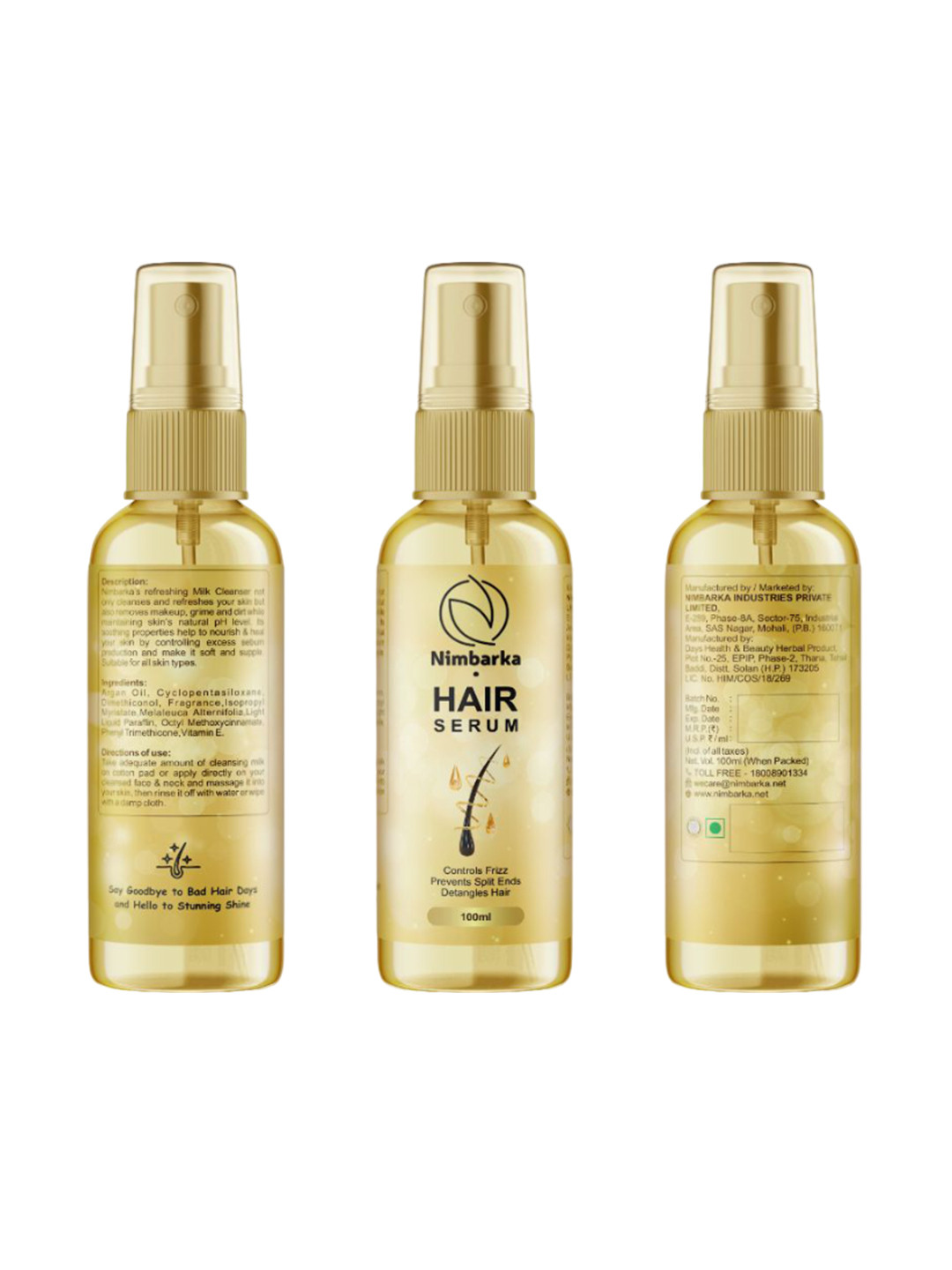 Nimbarka Hair Serum Nourishing & Frizz Control Lightweight Formula - 100 ml