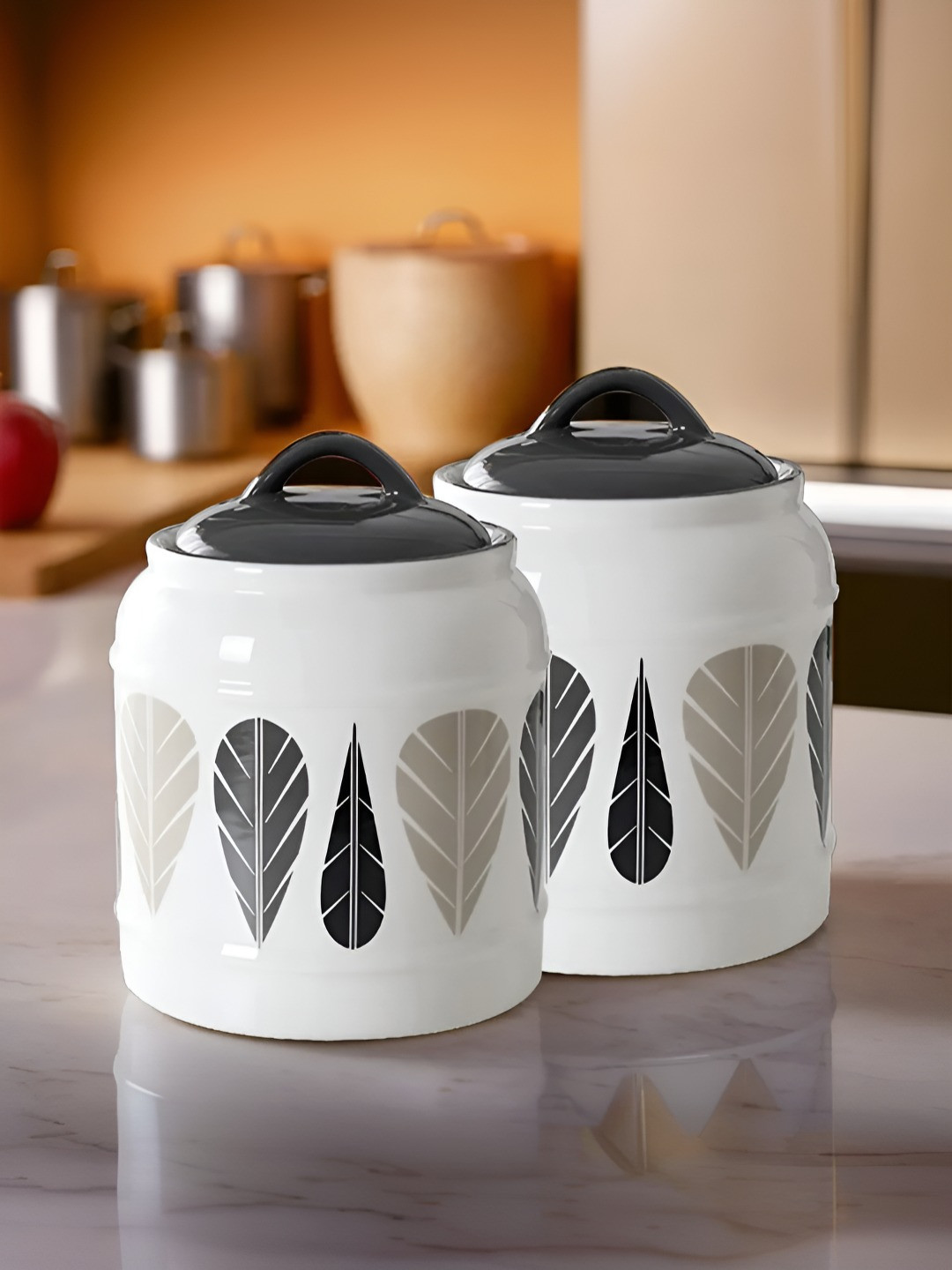 UMAI Grey & White 2 Pieces Ceramic Core Container With Lid-2.5L