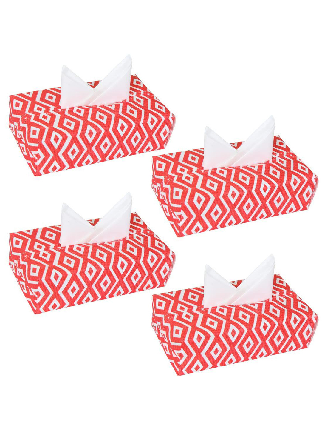 prettykrafts Red 4 Pieces Reusable Tissue Paper Box Organisers
