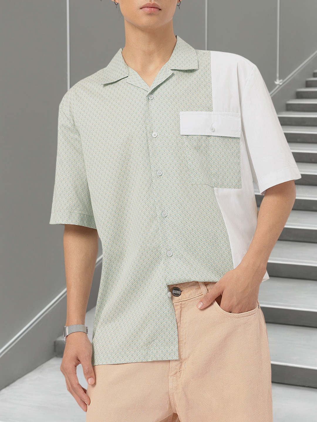 Kook N Keech Cotton Colour-block Oversized Shirt