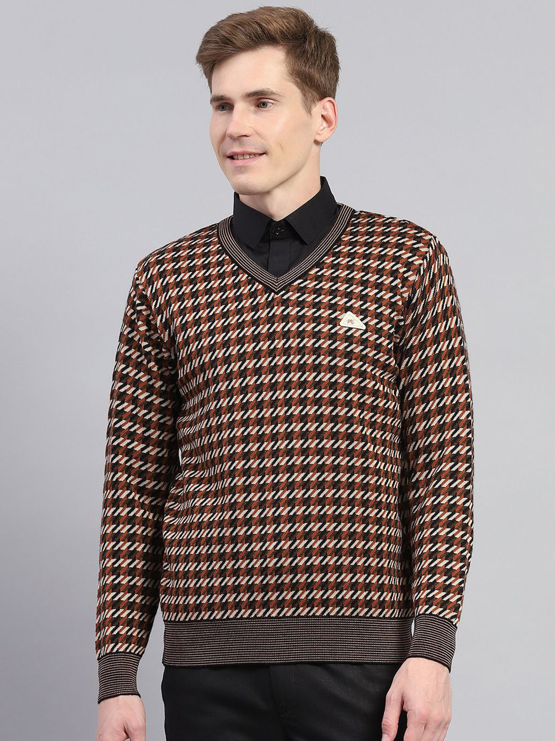 Monte Carlo Men Striped V-Neck Long Sleeves Pullover