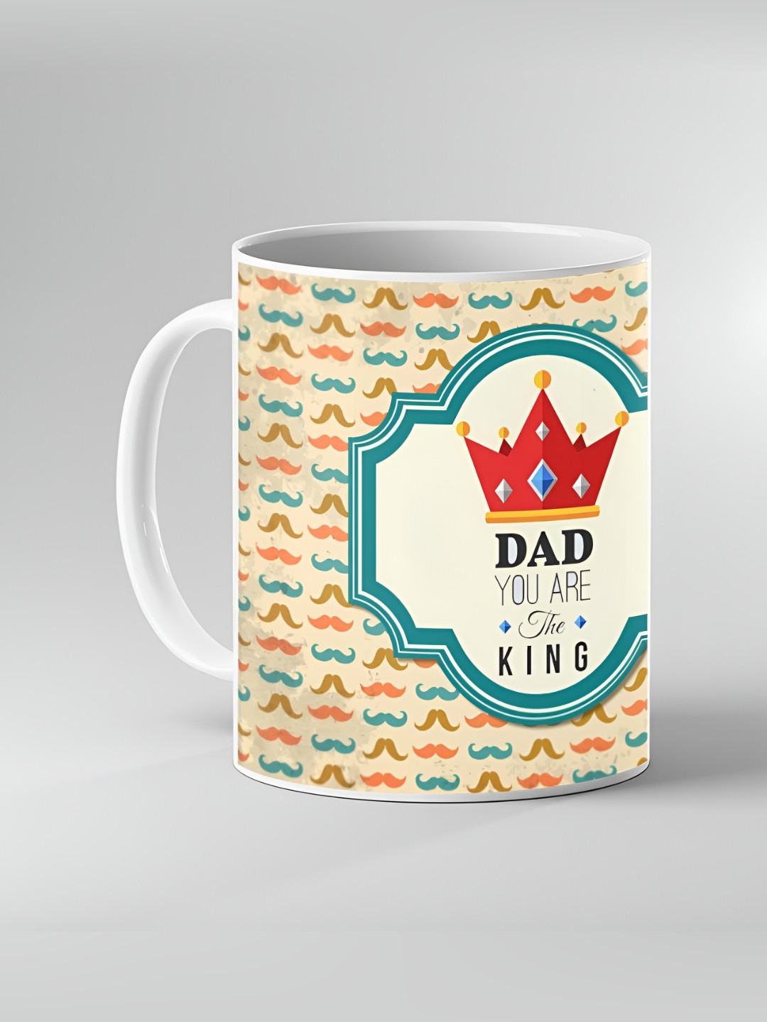 Keviv Cream-Coloured & Red Printed Ceramic Coffee Mug 325 ml
