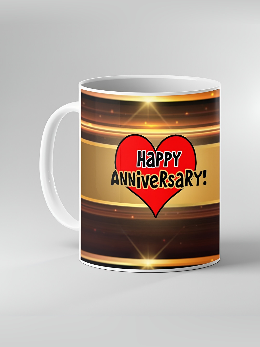 Keviv Brown and Red Text or Slogans Printed Ceramic Glossy Mugs 325ml