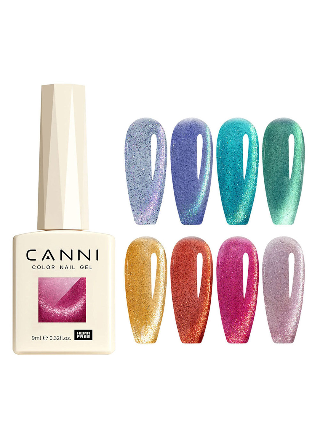 CANNI Set Of 8 Color Nail Gel Polish-9ml Each-Galaxy Gaze-13031Dk