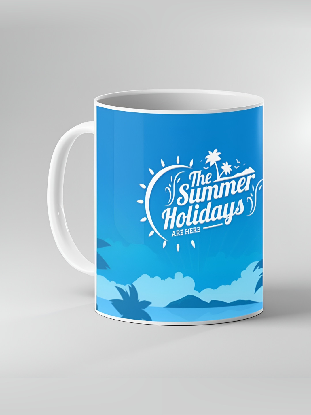 Keviv Blue and White Text or Slogans Printed Ceramic Glossy Mugs 325 ml