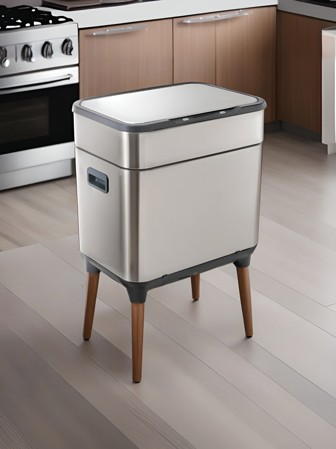 The Better Home FUMATO Grey Stainless Steel Motion Sensor & Dual Compartment Dustbin 18 L