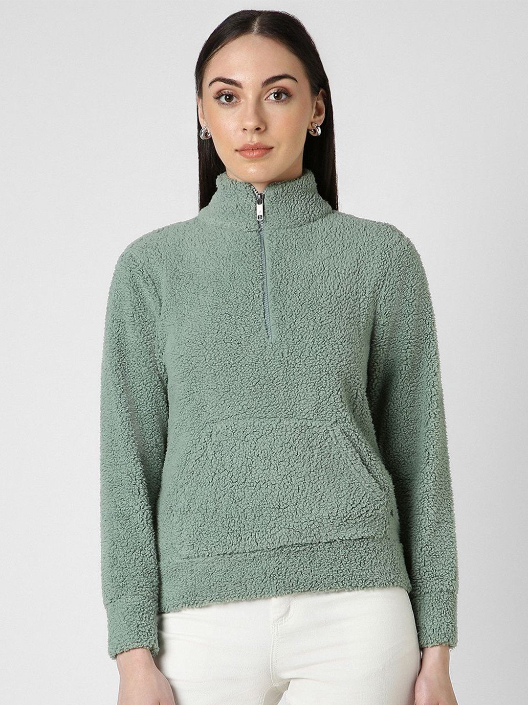 Van Heusen Woman High Neck Half Zipper Sweatshirt