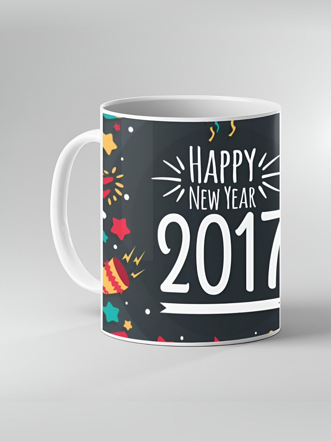 Keviv White & Black Dishwasher and Microwave Safe Printed Ceramic Coffee Mug 325 ml