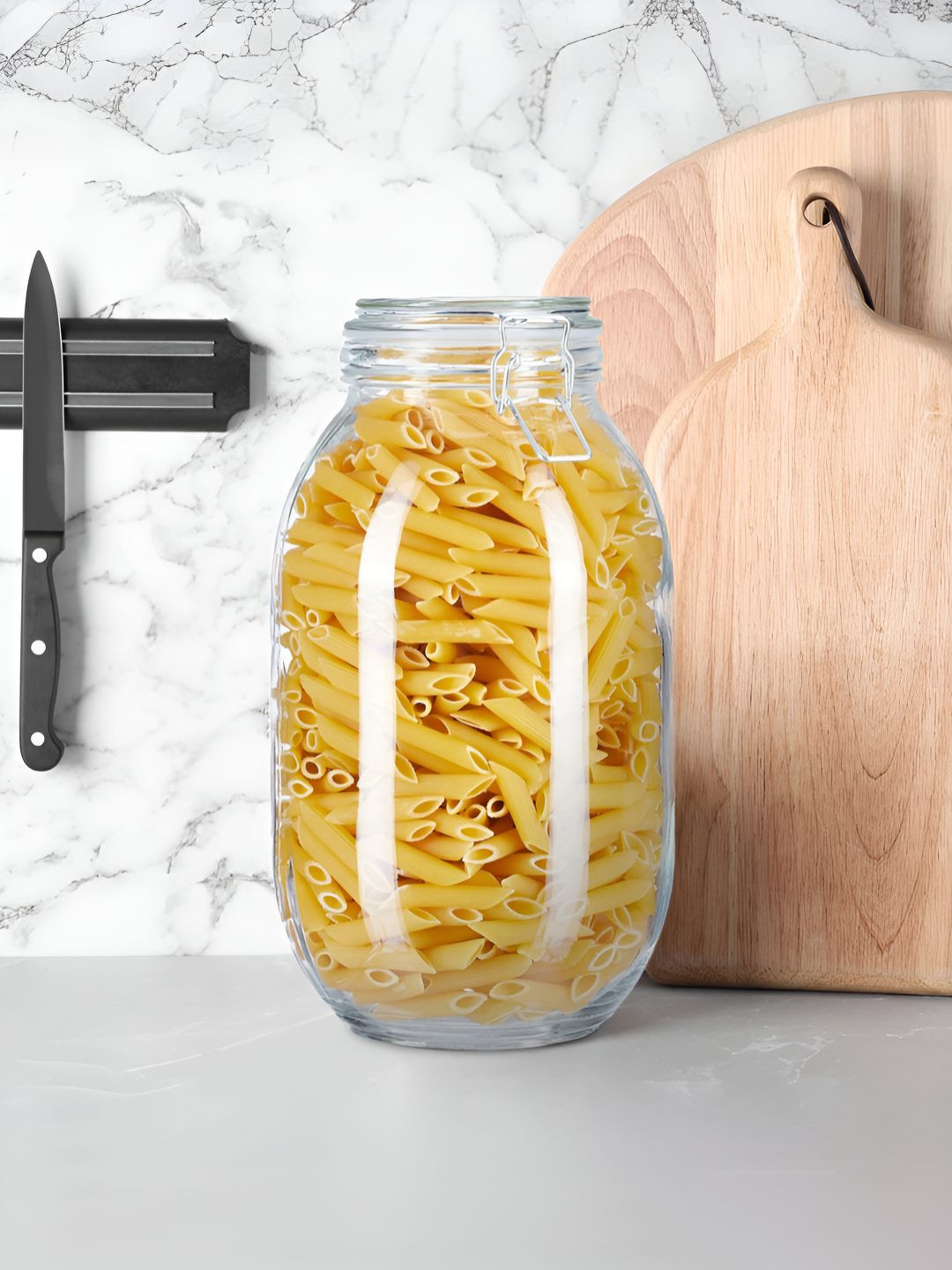 Umai Transparent Glass Air Tight Clip-On Jar-3L