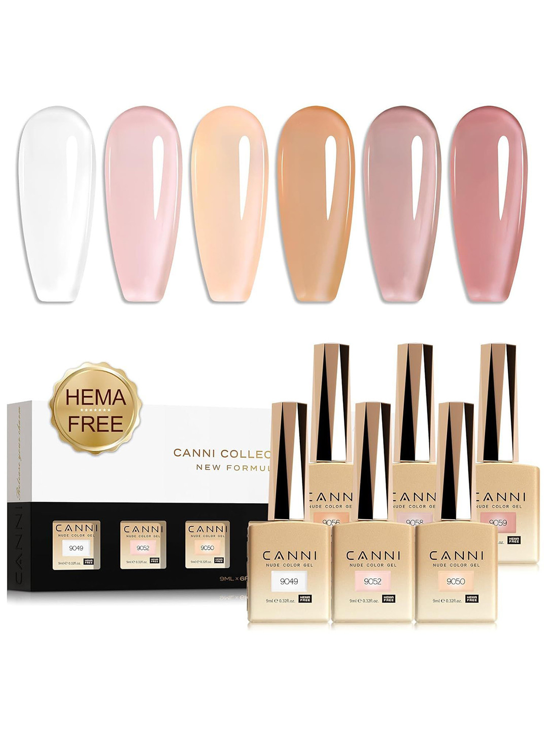 CANNI Set Of 6 Color Nail Gel Polish-9ml Each- Shade-9049-9052-9056-9058-9059
