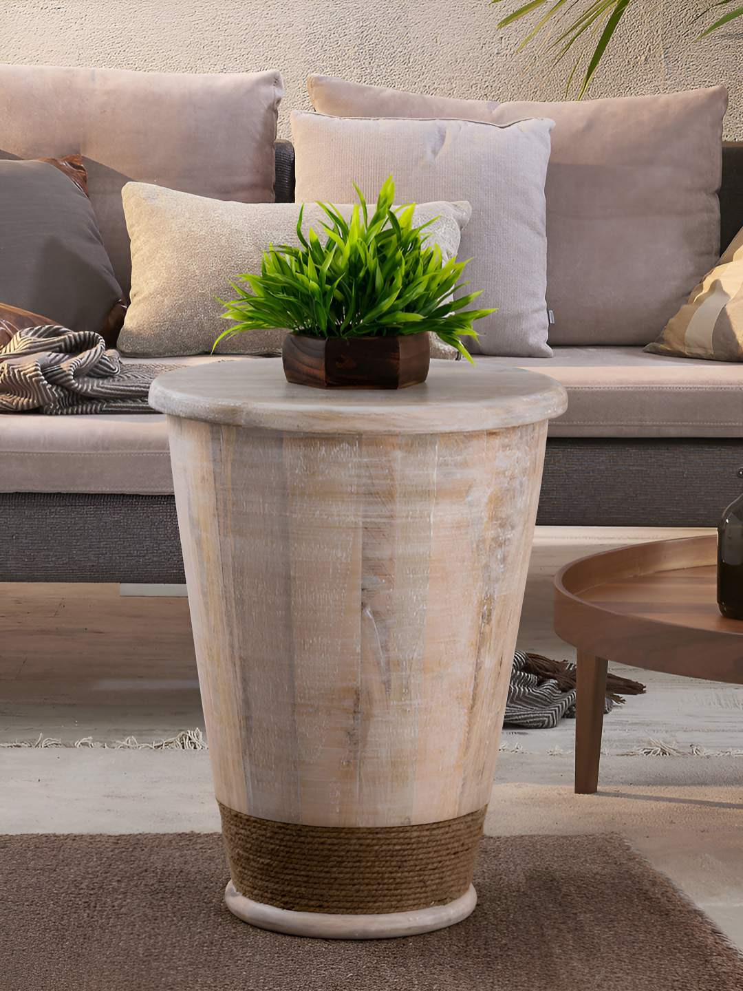 Metalsmith Beige Wooden Bedside Table