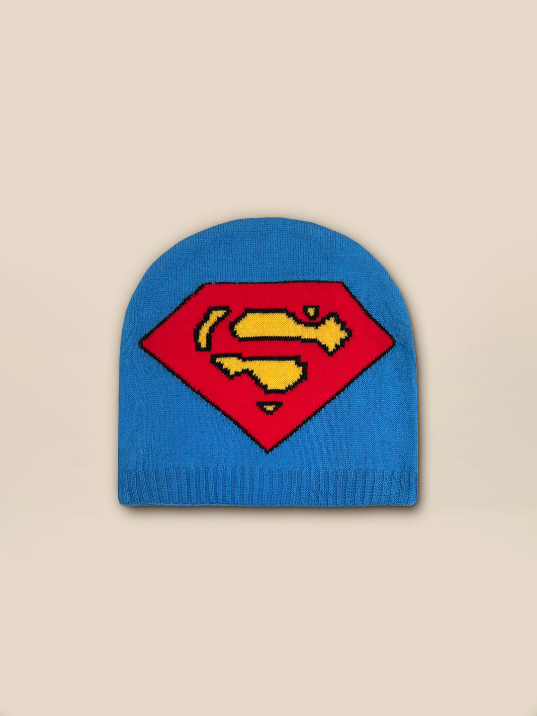 Free Authority Men Superman Self Design Acrylic Beanies