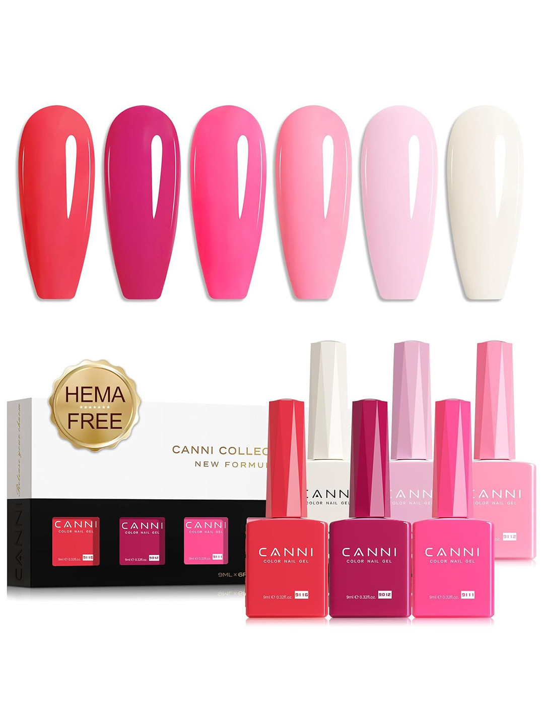CANNI Set Of 6 Color Nail Gel Polish- 9 ml Each- Shade - 2325