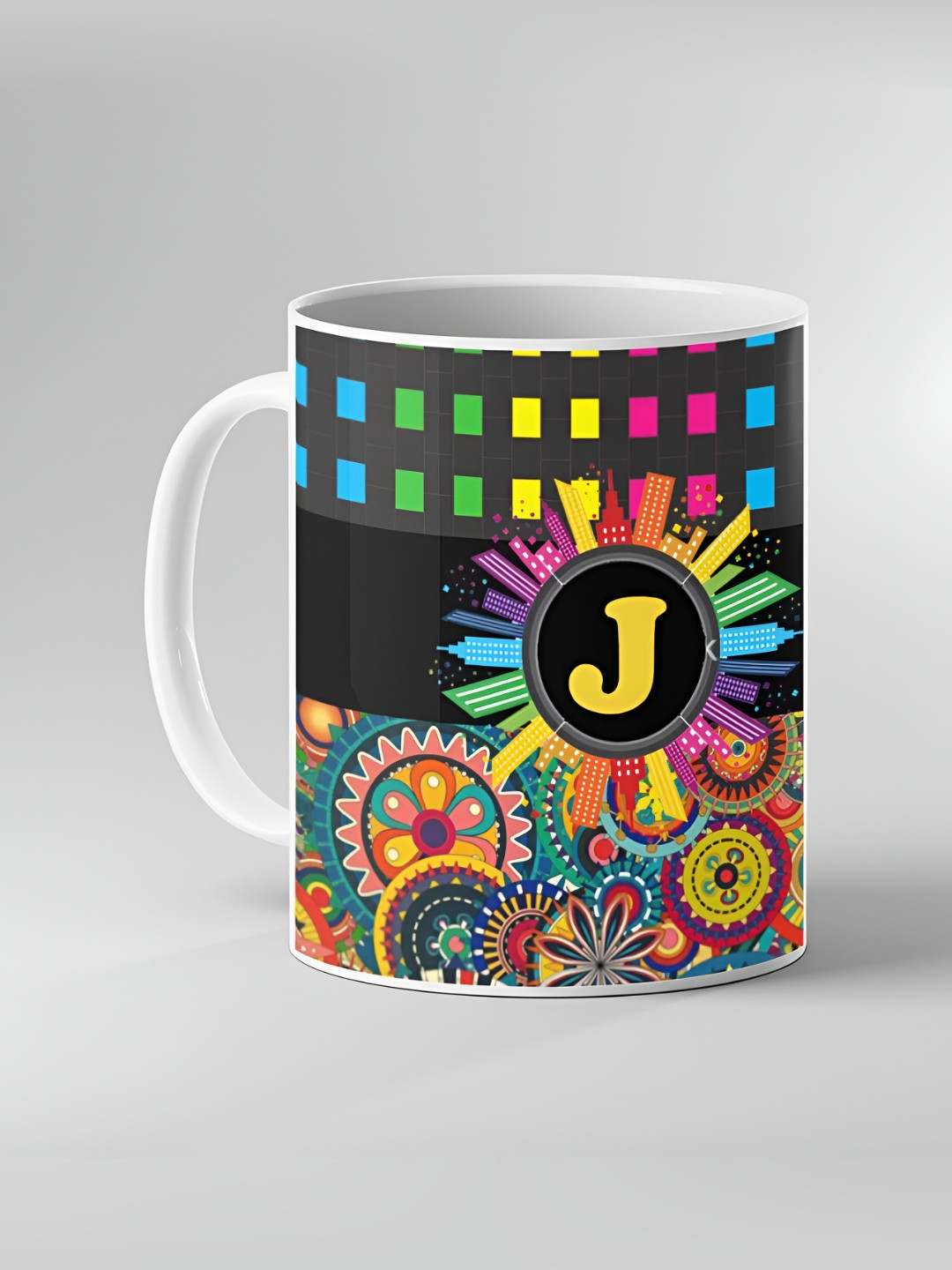 Keviv White and Black Text or Slogans Printed Ceramic Glossy Mugs 325ml