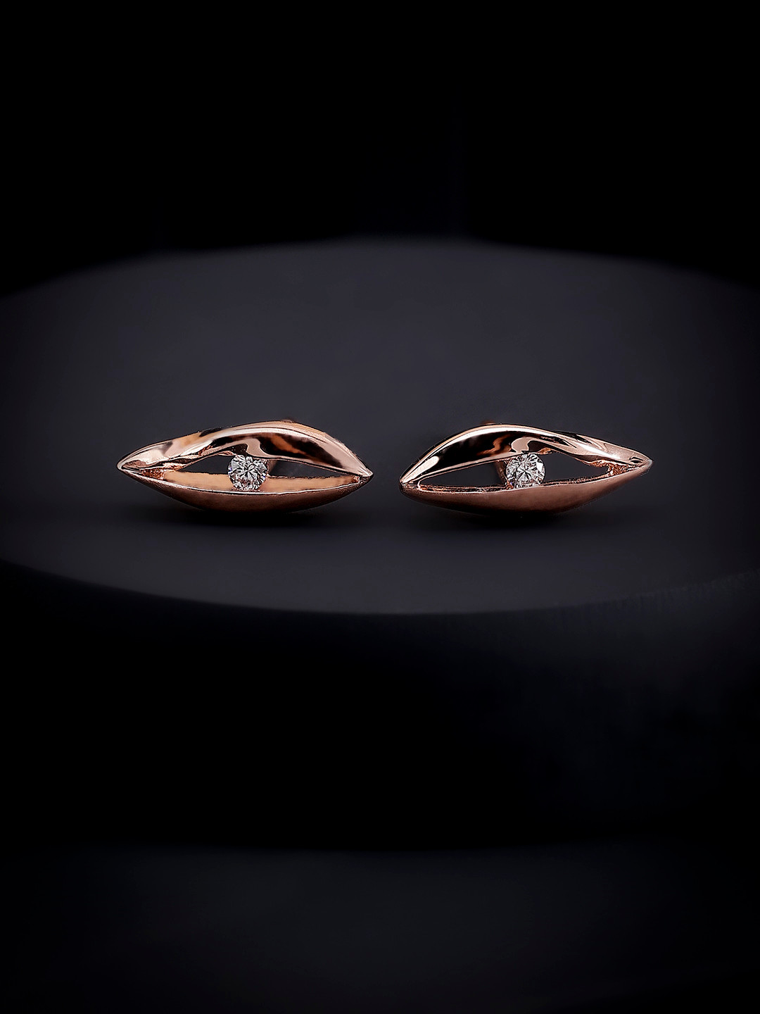 DIAVO Eye of Glamour 925 Sterling Silver Rose Gold-Plated Contemporary Studs