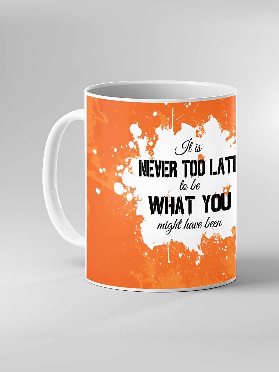 Keviv Orange Colured Dishwasher and Microwave Safe Printed Ceramic Coffee Mug 325 ml