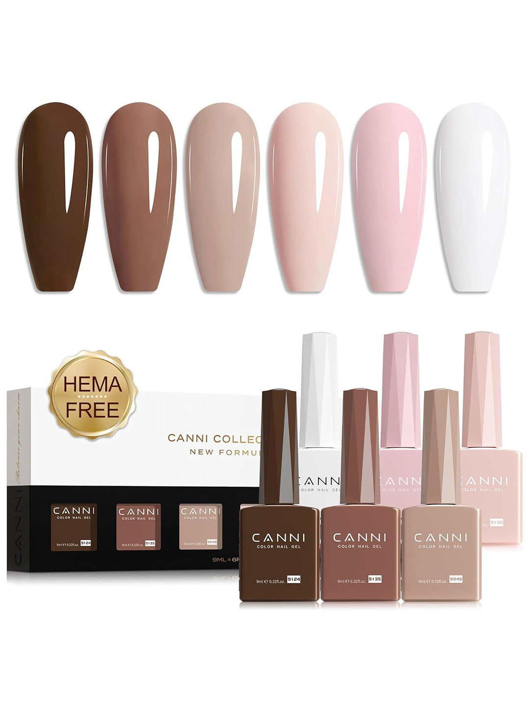 CANNI Set Of 6 Color Nail Gel Polish-9ml Each-Shade No-2321
