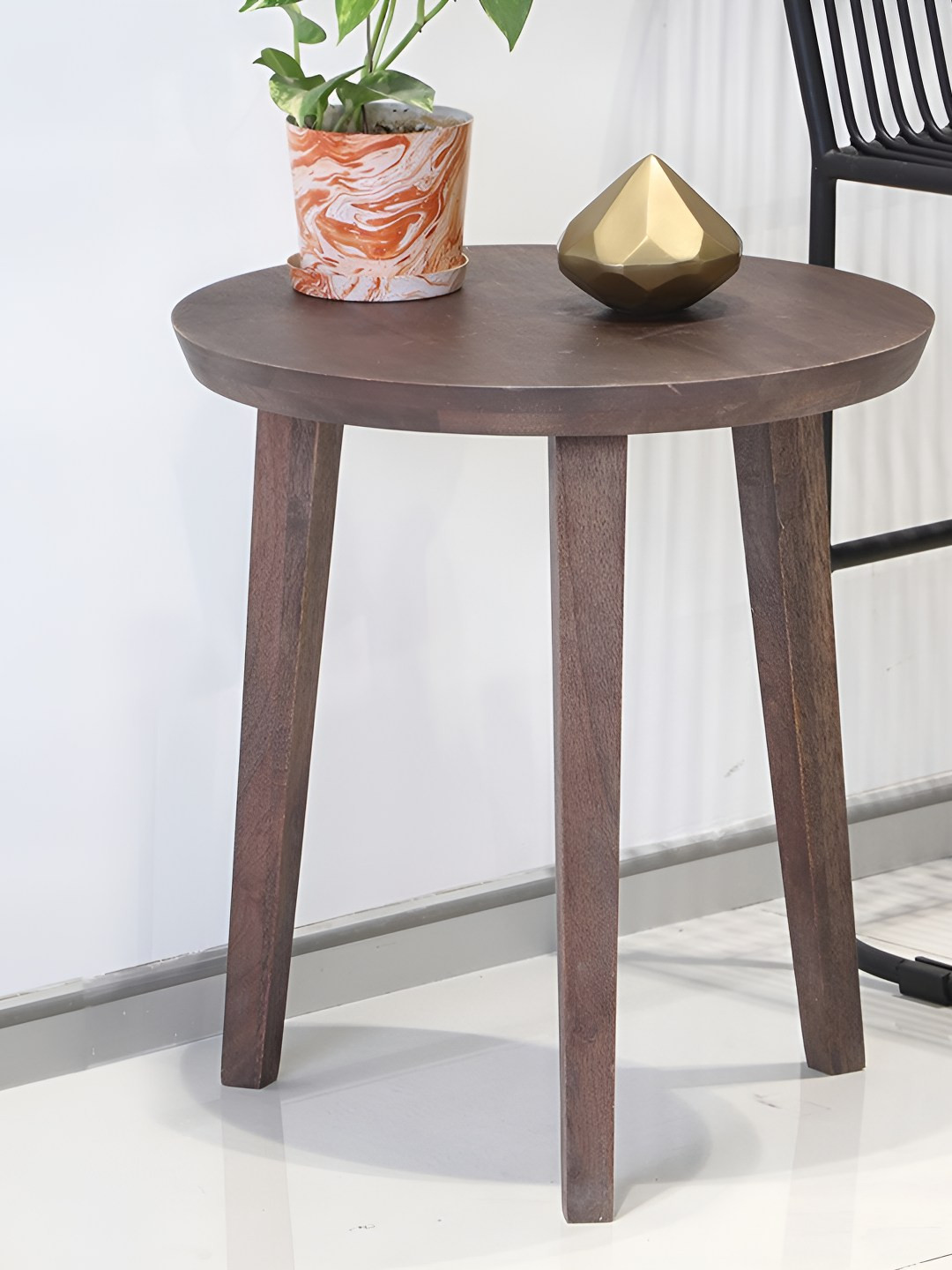 Metalsmith Grey & Brown Round Bedside Table