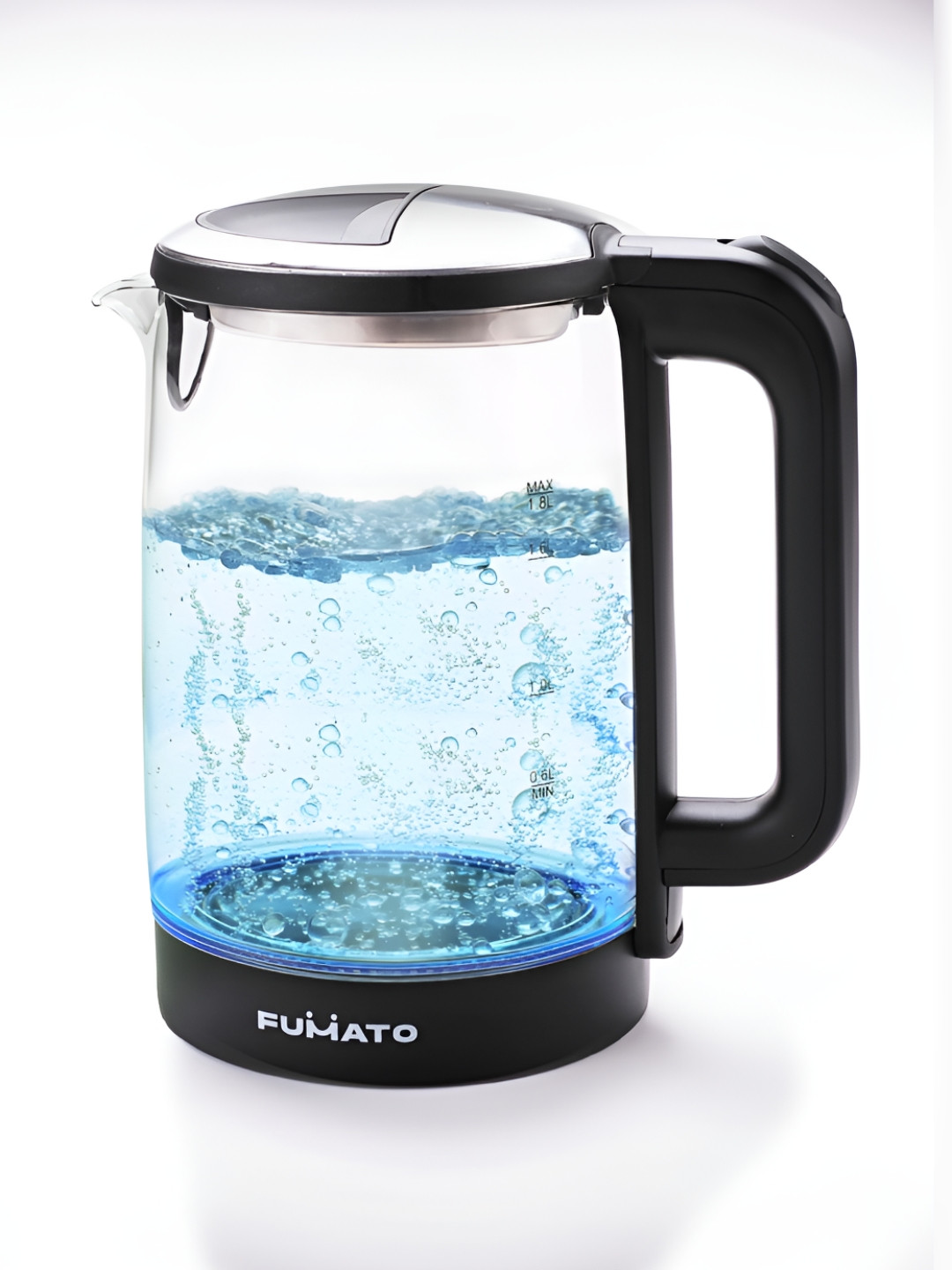The Better Home Transparent & Black Borosilicate Glass Electric Kettle 1.8l