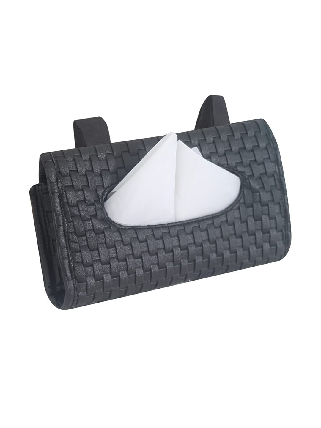 prettykrafts Black Leather Textured Tissue Holder