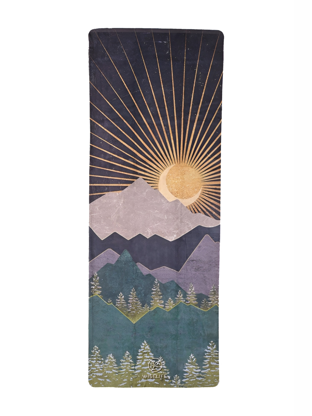 WiseLife Navy Blue Printed Anti-Skid Yoga Mat With Carry Bag