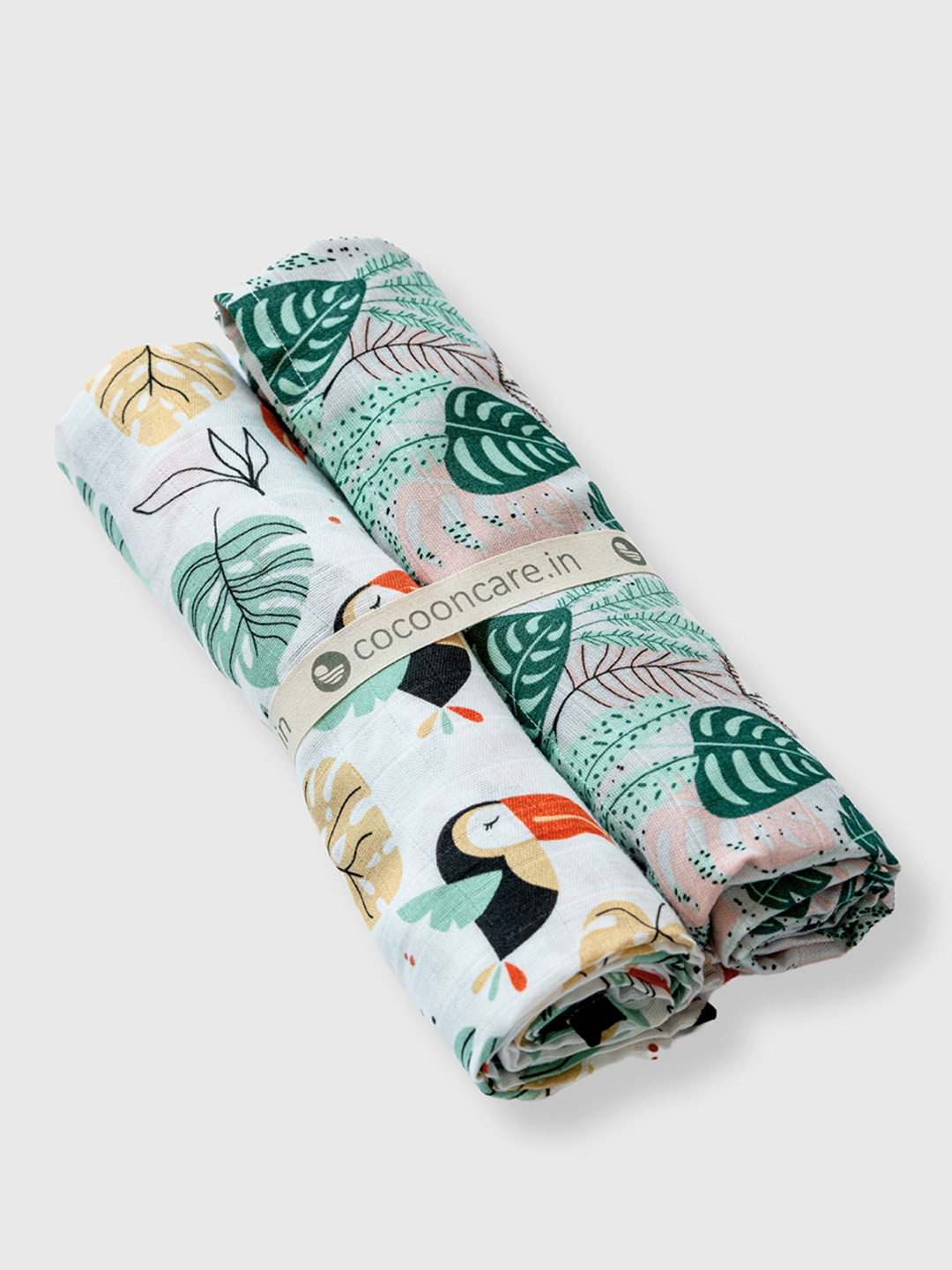 cocoon care Infants Pack Of 2 Printed Bamboo Muslin Swaddles